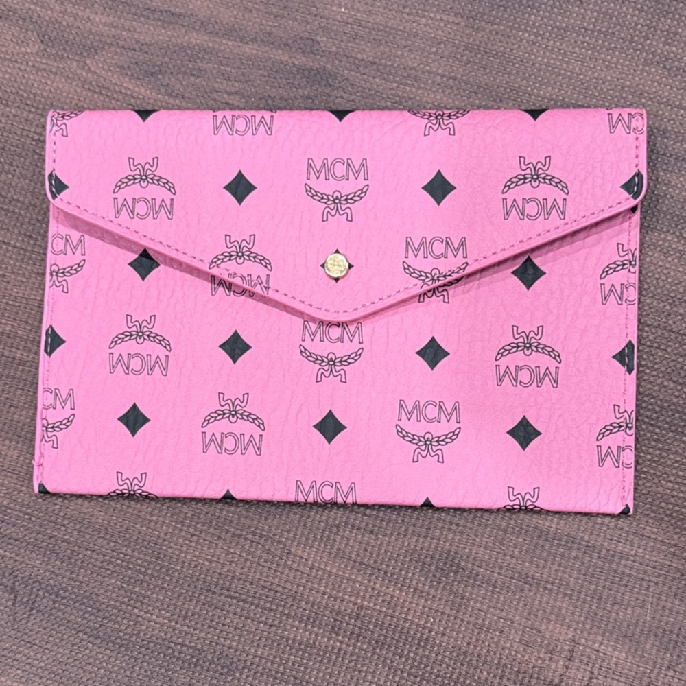 MCM Pink Logo Envelope Clutch